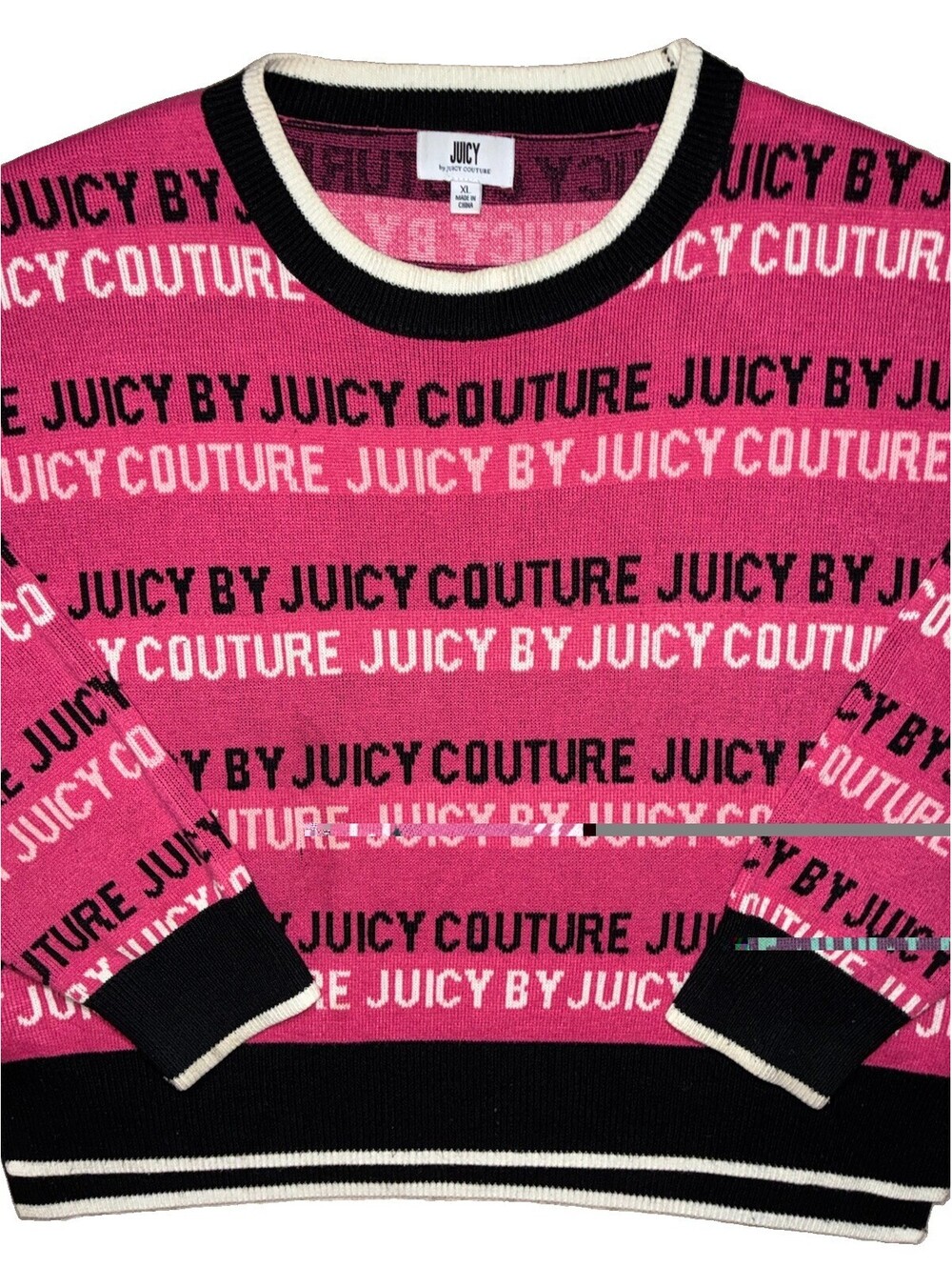 Juicy Couture Women’s Pink Logo Knit Acrylic Crewneck Pullover Sweater XL - Picture 3 of 9
